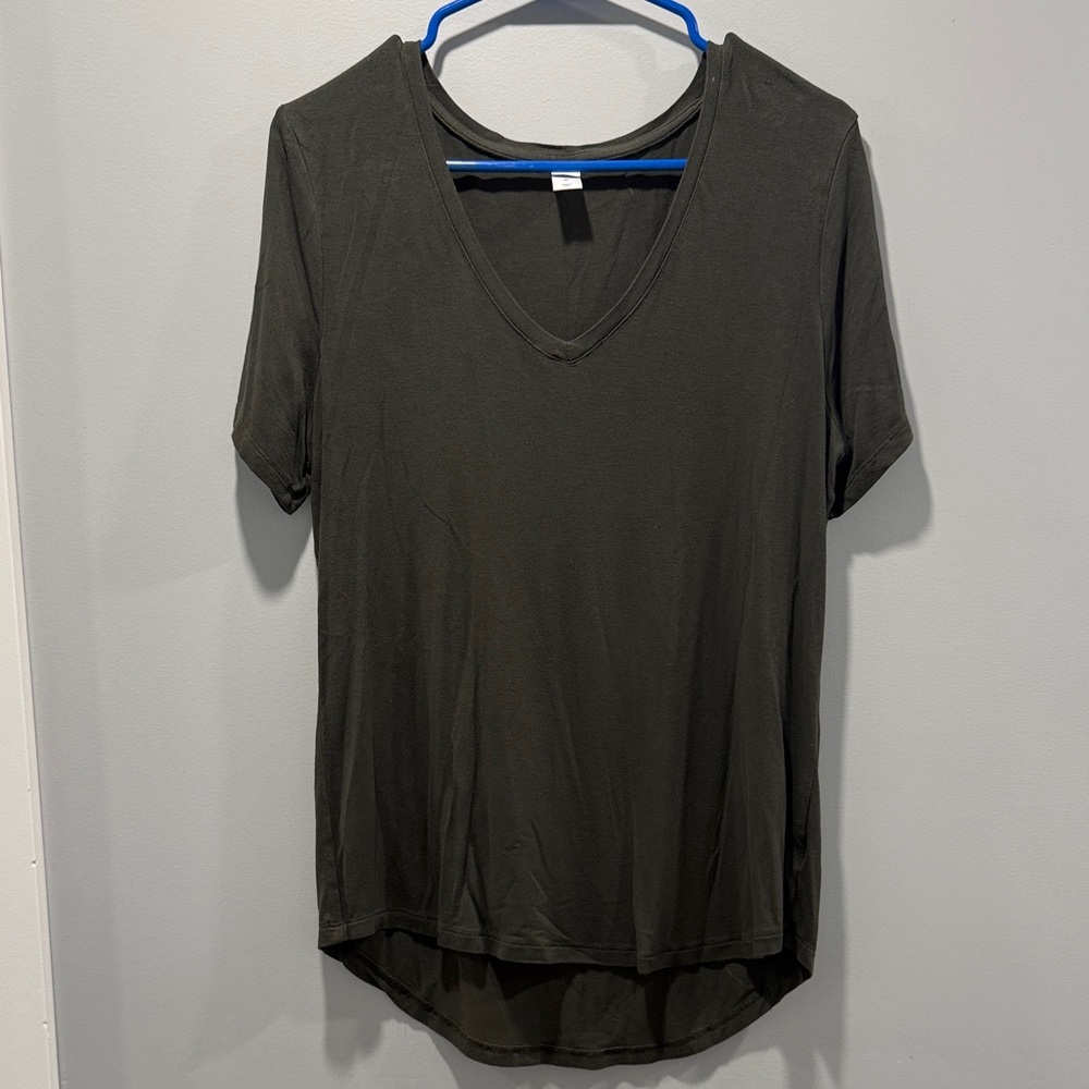 Old Navy Dark Green V-Neck Short Sleeve Tee